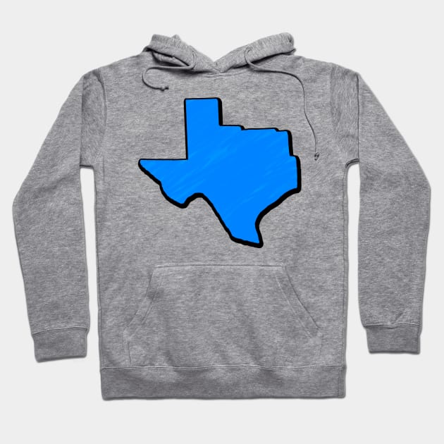 Bright Blue Texas Outline Hoodie by Mookle